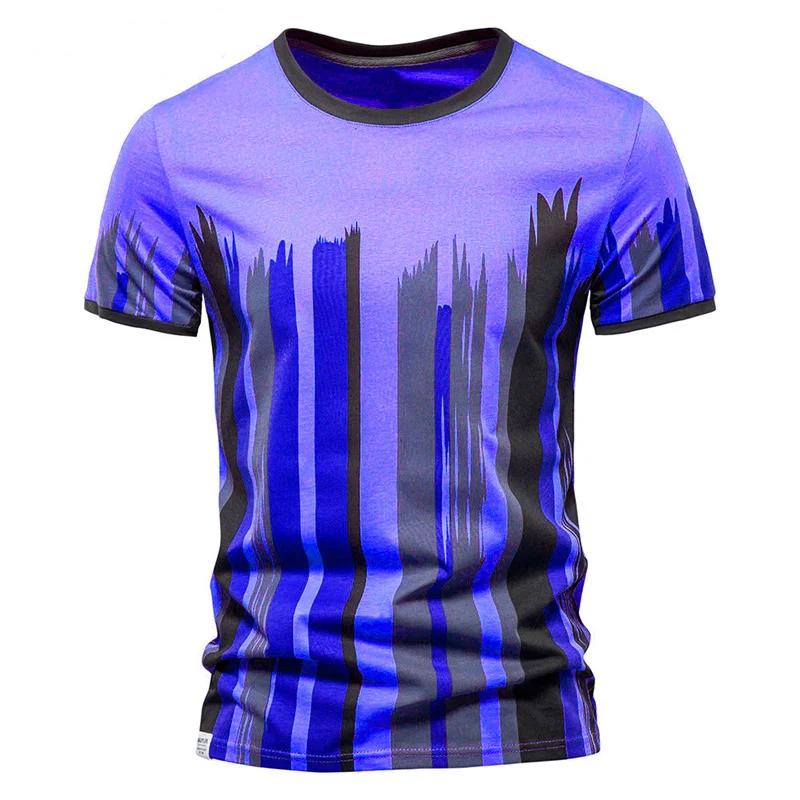 Pánské módní tričko s pruhovaným potiskem, kulatý výstřih, krátký rukáv, streetwear, ležérní topy, pánská nadměrná trička, velikost oblečení XXS-6XL