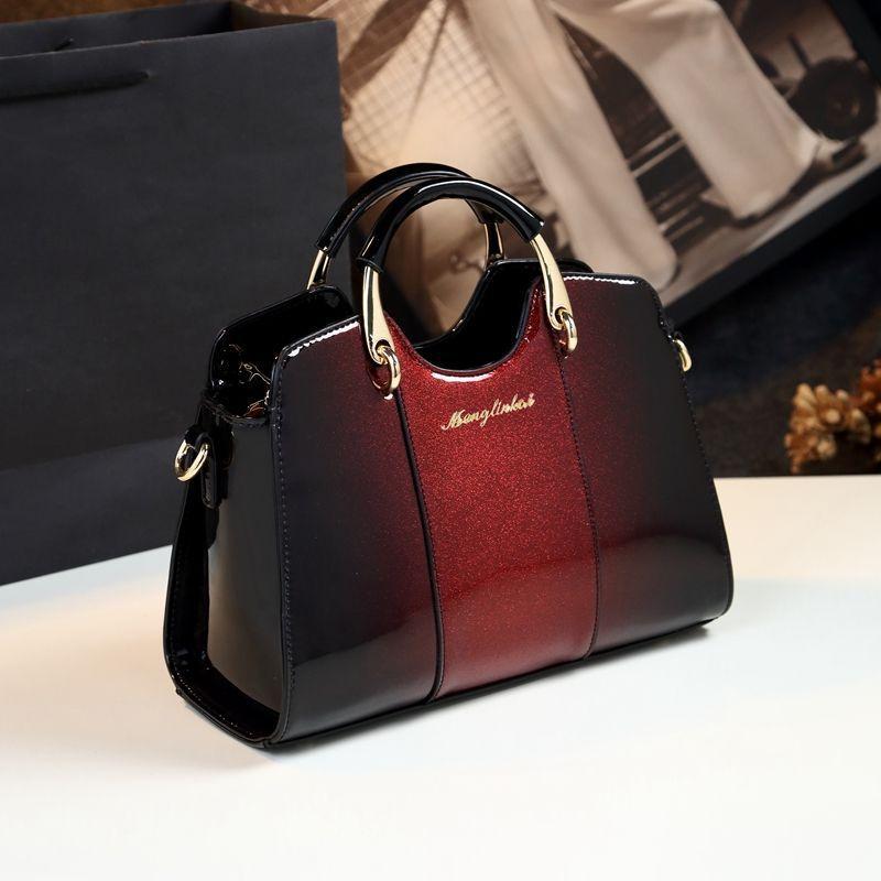 Modische Damenhandtaschen Lackleder Damenhandtaschen Einfach und vielseitig Helles Leder Mittlere Schulter Schräg über den Körper Tragbare Handtasche