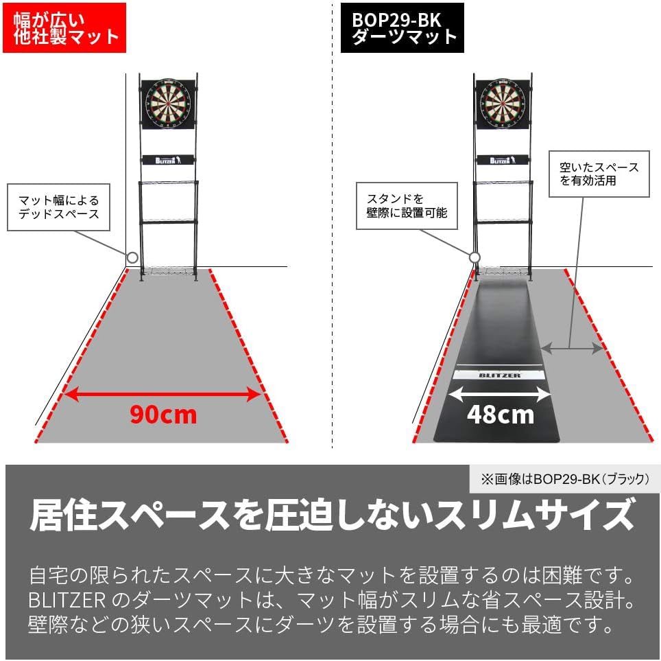 BLITZER Dart Carpet Black Scratch Slim Compatible with Dart Stand Interior Decor Mat, Type, [Floor Protection, Prevention, 3-Layer Structure] Size,
