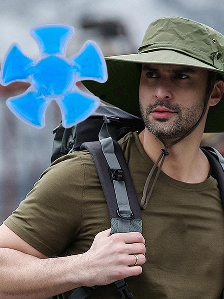 Blue PVC Gel Ice Pack Adjustable Cooling Pad Helmet Cooling Pad Portable Outdoor Accessory for Outdoor Sports Cycling Running