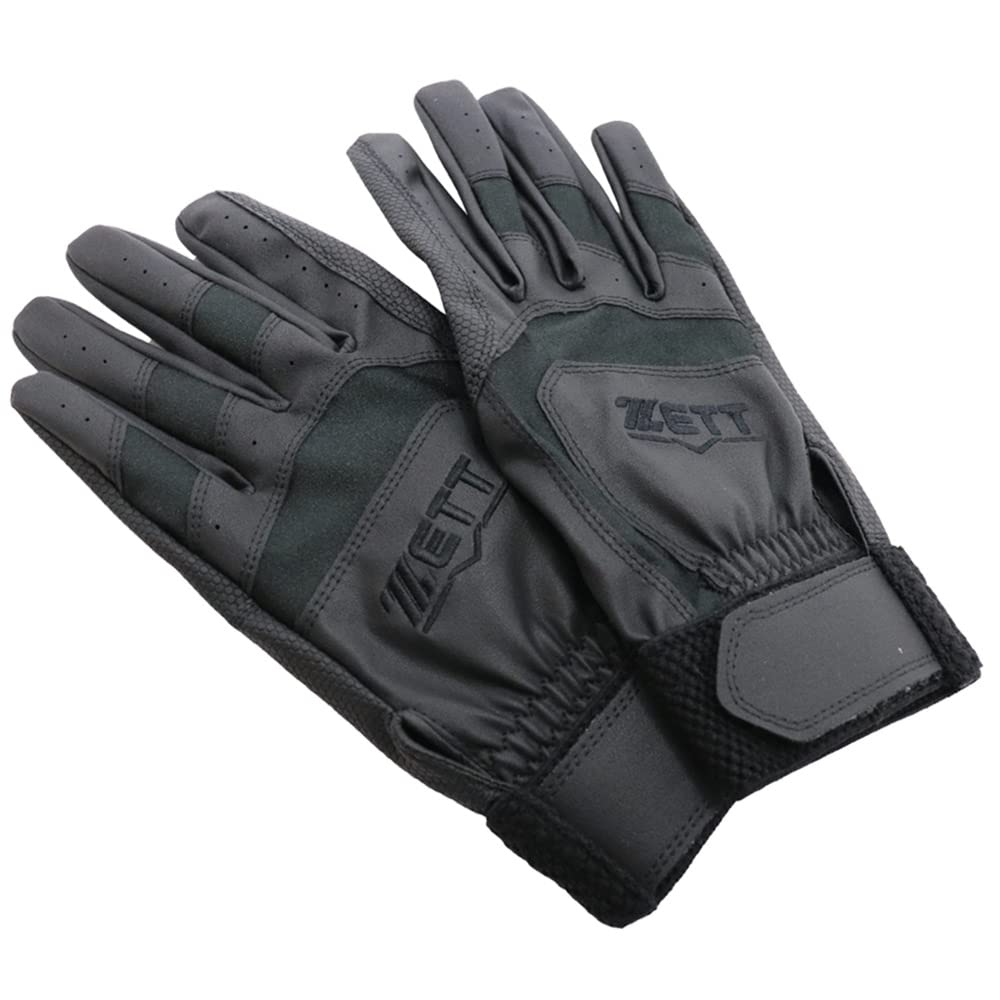 ZETT Batting Gloves for High School Size Medium Students, Hands, Bg613hs, Black, 1900, (24-25cm)