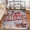 Festive Santa and Reindeer Design Rug Non-slip rug suitable for living room and bedroom sofas