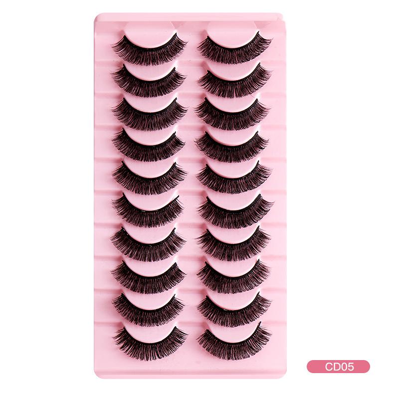 10 Pairs Of False Eyelashes, Large Curls, Natural Chemical Fiber Curls, Thick And Natural Eyelashes