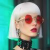Retro Prince Snake Pendant Round Sunglasses, European & American Street Style with Red Lenses