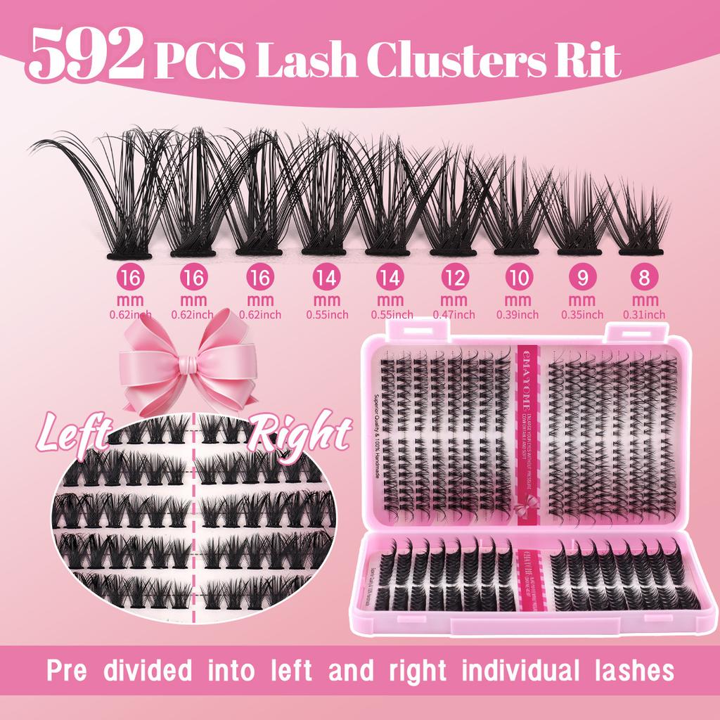 560 Tufts Of Diy Single Tufts Of False Eyelashes, Natural Thick D-Song Segmented Mixed Eyelashes