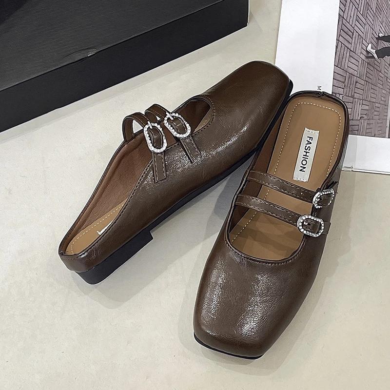 Fashion Square Toe Women Mary Jane Shoes Fashion Shallow Ladies Casual Soft Sole Flats 2025 Spring Women's Comfort Ballerinas Shoes