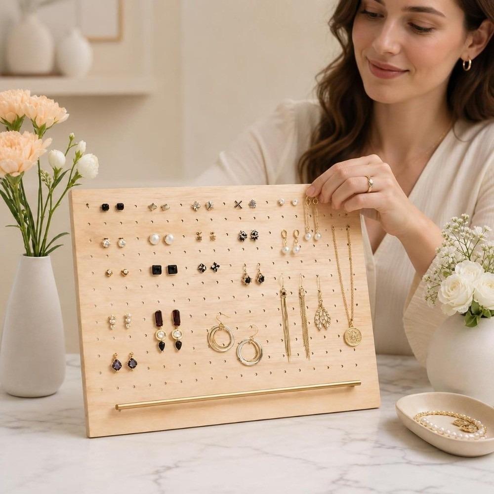Porous Earring Holder With Base Earring Stand Ornaments Jewelry Display Board Home