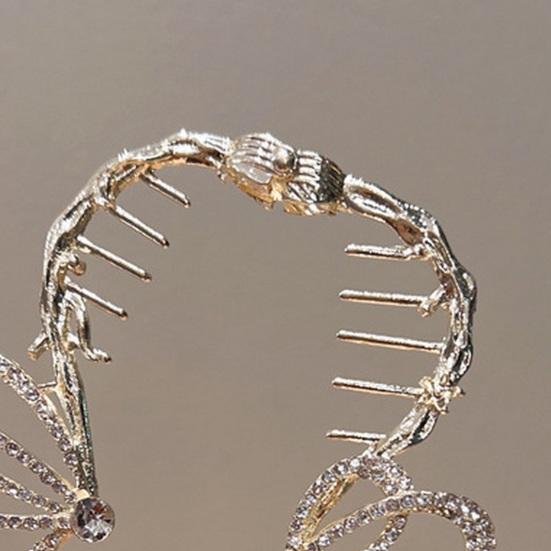 Pince à cheveux élégante incrustée de strass, en forme de nœud papillon, fausse perle, support pour queue de cheval, dents antidérapantes, arrière de la tête, griffe de cheveux, couvre-chef