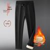Men's Plus Size Autumn Fleece-Lined Sweatpants - Elastic Waist, Straight Leg Casual Pants