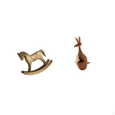 Rustic Rocking Horse Figurine Wood Sculpture Ornament for Countertop Cabinet TV Stand NightStand