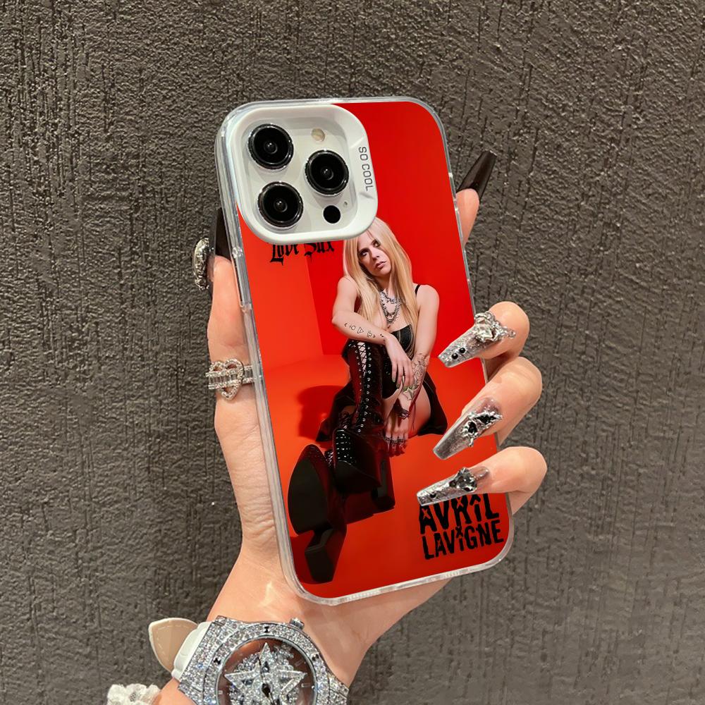 Avril Lavigne White Translucent Mobile Phone Case for iPhone 17 16 15 14 13 12 11 X XR XS Air Pro Max Plus Colorful Cover