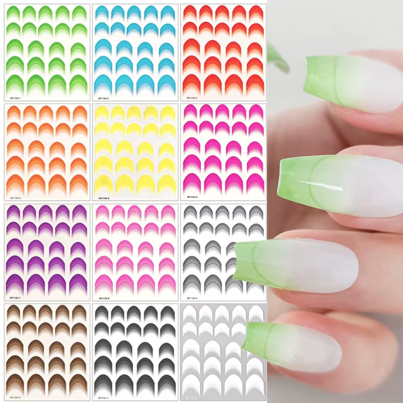 

12Sheet 3D Adhesive French Tips Nail Art Stickers Decals Nails Stickers French Lines Nails Art Designs Nail Art Decals