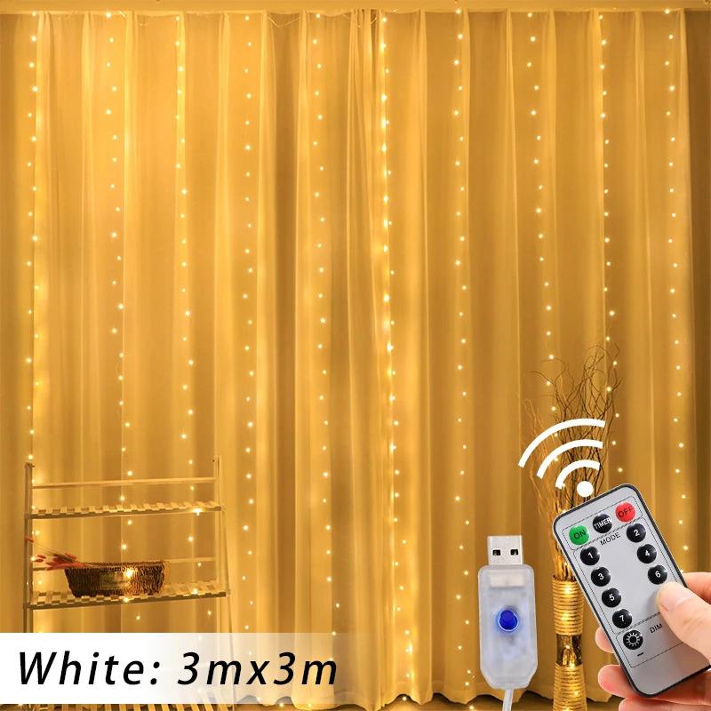Vorhang LED Lichterkette mit 8 Modi Fernbedienung Girlande Lichter für Weihnachten Hochzeit Party Dekorationen Zimmer Fenster Lichter