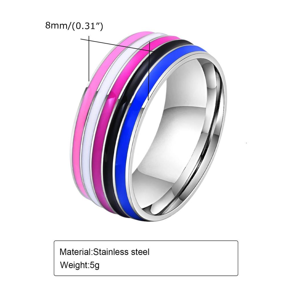 Quanshi 8mm Pierścionek z biżuterią z kolorową flagą PR-033