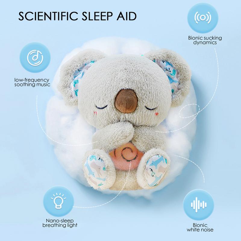 Breathing Bear Baby Soothing Koala Plush Doll Toy Baby Kids Soothing Music Baby Sleeping Companion Sound and Light Doll Toy Gift