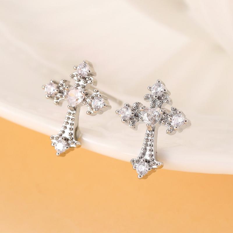 

Белые циркониевые серьги-крестики на винтах, минималистичные геометрические серьги, модные унисекс украшения для пирсинга хряща 1 Pair