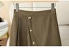 Plus Size Women's Irregular Pleated A-line Skirt with High Waist and Elastic Back - Spring/Autumn