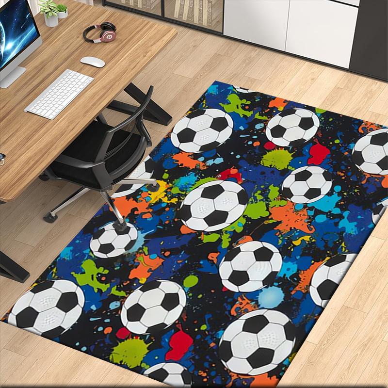 Soccer Printed Carpet, for Office Chair Living Room Bedroom Kitchen Room Decor Gifts.