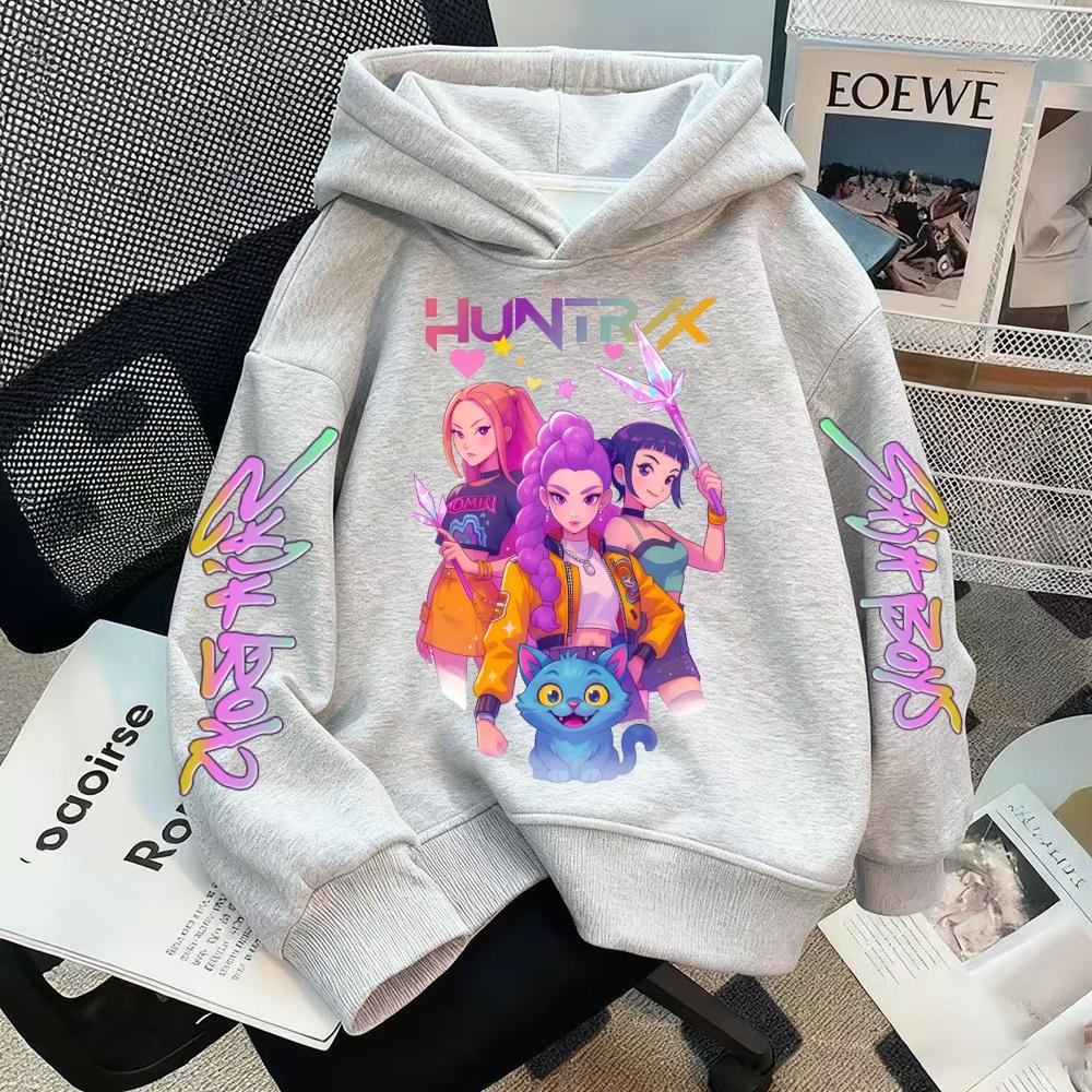 Anime K-Pop Girls Witch Hunter Hoodie Harajuku Hip Hop Pullover Sweatshirt Unisex Kids Lettering Sportswear Fashion