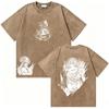 Washed Vintage Anime My Hero Academia Eijiro Kirishima T-shirt Men Women Manga Casual Retro T-shirts Men's Cotton Oversized Tees