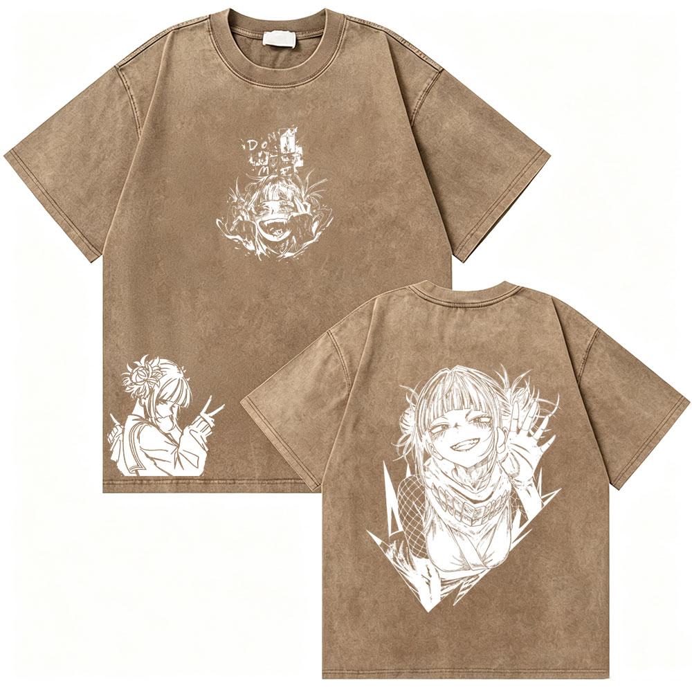 Washed Vintage Anime My Hero Academia Eijiro Kirishima T-shirt Men Women Manga Casual Retro T-shirts Men's Cotton Oversized Tees