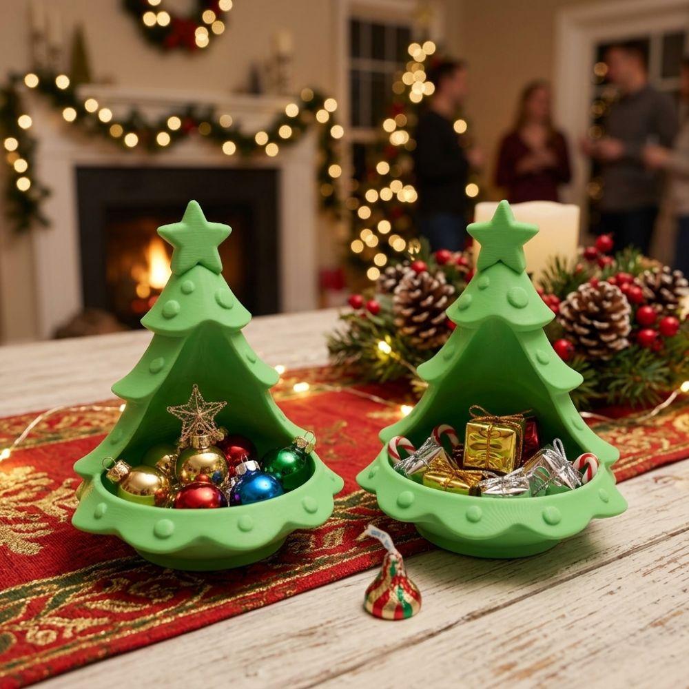 Plastic Christmas Tree Storage Tray 3D Printed Candy Storage Container  Christmas Dining Table