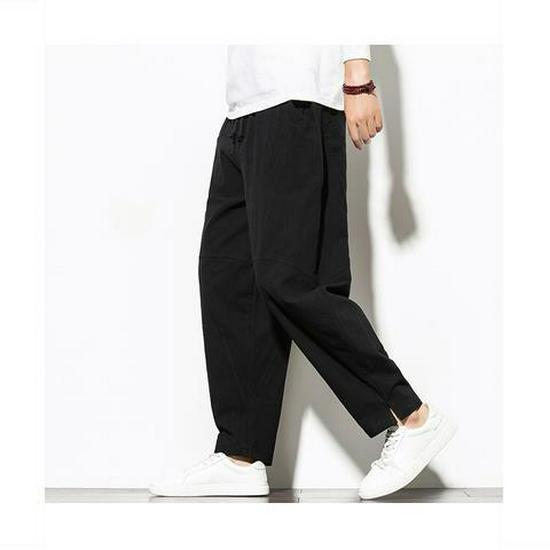 

Men s Casual Linen-Cotton Harem Pants: Loose, Wide-Leg, Thin, Trendy, Spring/Summer 3XL (170-190 jin)
