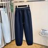 DIMANAF 2025 Plus Size New Long Pants Spring Women Solid Harem Elastic Waist Casual Loose Pants New