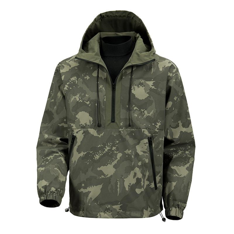 

European size hooded tooling jacket men s new loose outdoor camouflage men s top coat 2XL (European code)