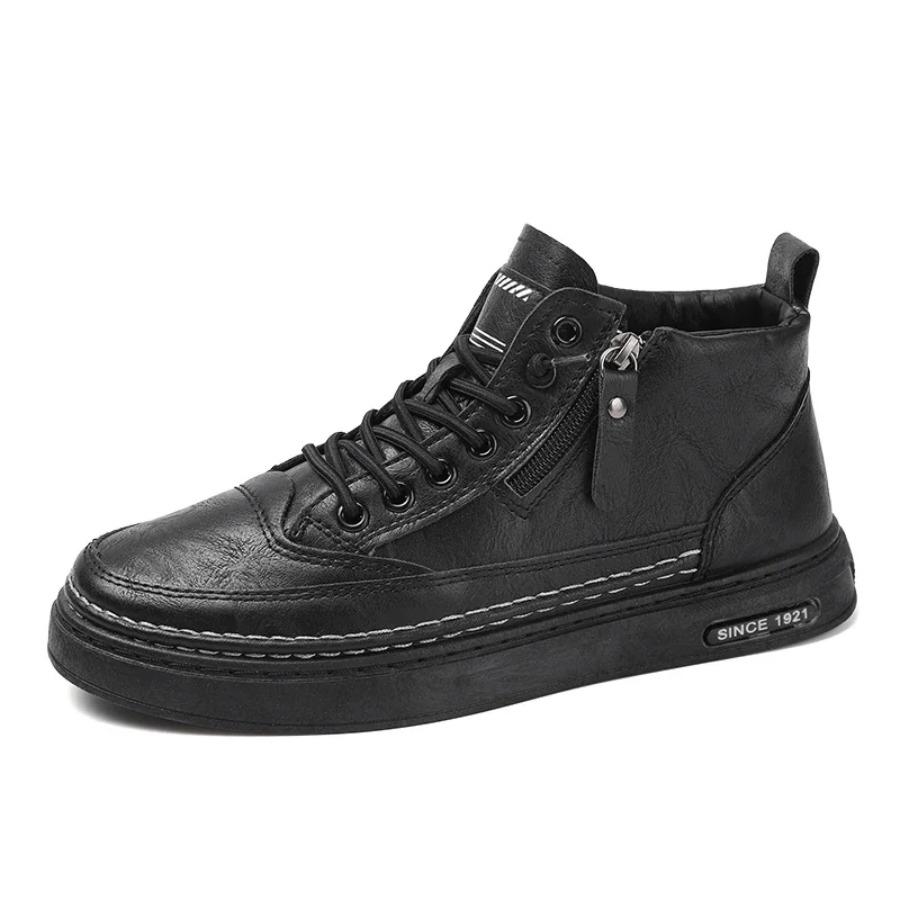 Men  Winter High Top Leather Shoes Fashion Cotton Shoes Fashion Ankle Boots Business Casual Outdoor Shoes Male Sneakers New