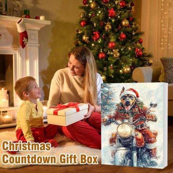 Christmas Funny Motorcycle Dog Advent Calendar 2025 24-Day Countdown with 2D Acrylic Pendant
