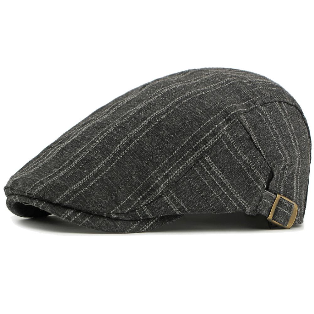 HT5058 Mens Berets Women Spring Summer Sun Cap Artist Painter Beret Hat Male Female Ivy Flat Cap Adjustable Striped Beret Caps