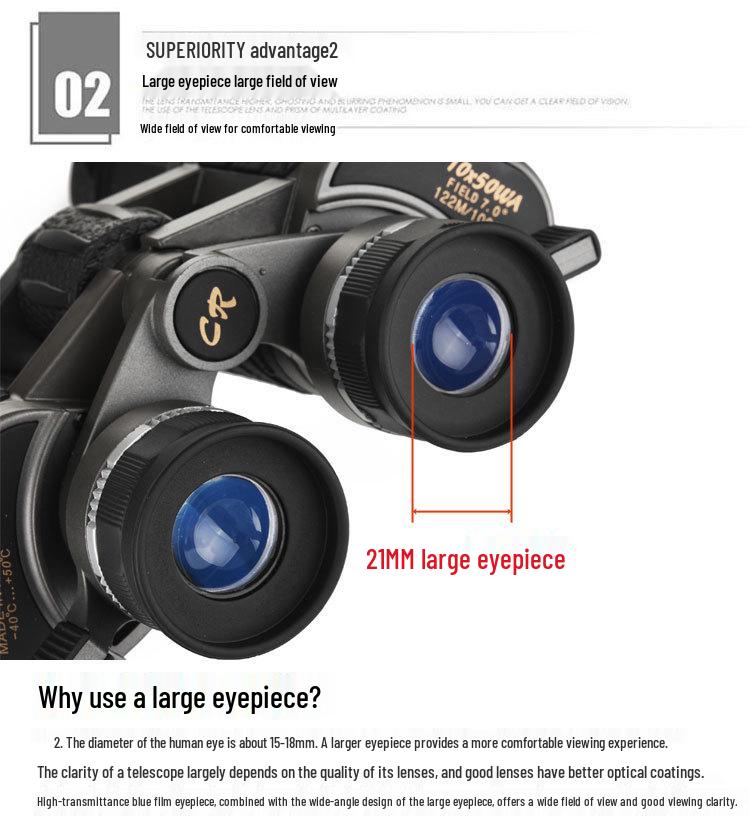 Begos 10X50 HD Adult Binoculars: High Magnification, Low-Light Night Vision for Outdoor Use