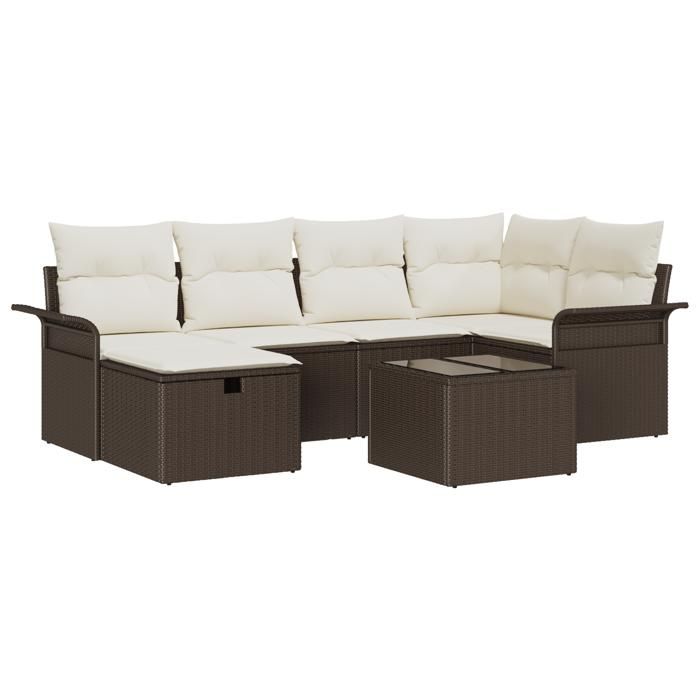 VidaXL Set de Canapés de Jardin à 7 Pièces avec Coussins Marron 3358887
