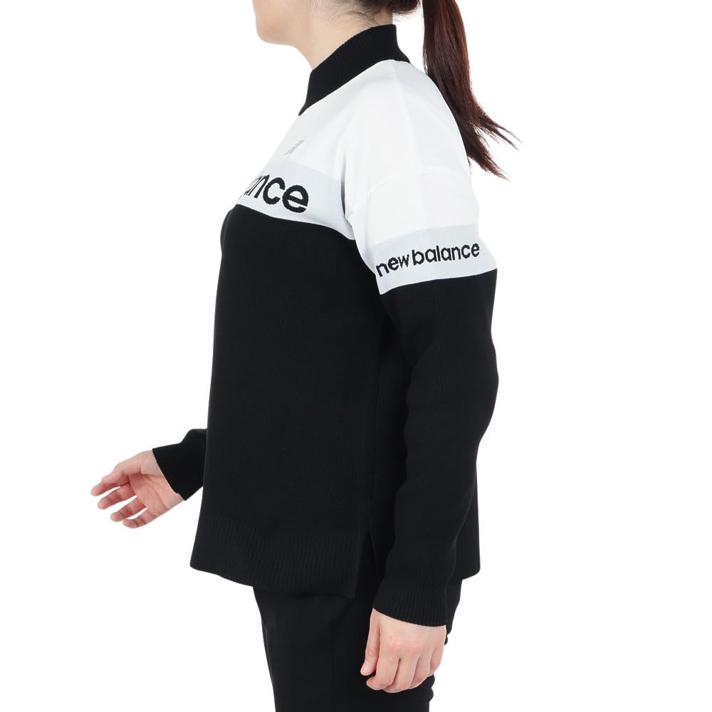 New Balance Golf Crew Neck Sweater Logo x Black 1 (Stretch, Jacquard) / Women's / 012-4270502 030_White [M]