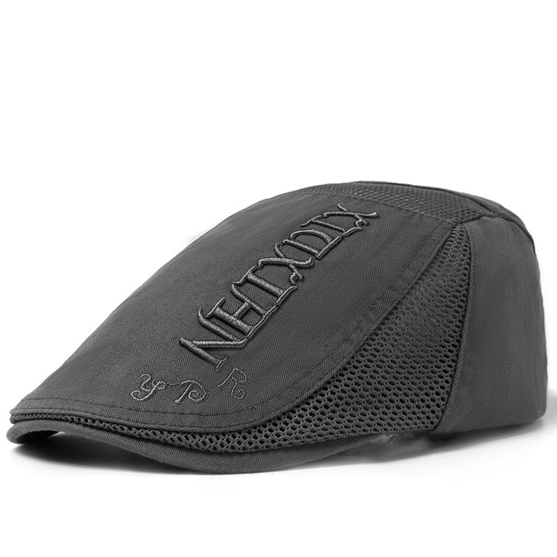 

Summer Beret For Men Letter Embroidery Mesh Cap Cotton Soft Top Sun Visor Vintage Berets Casual Solid Color Men s Caps сірий