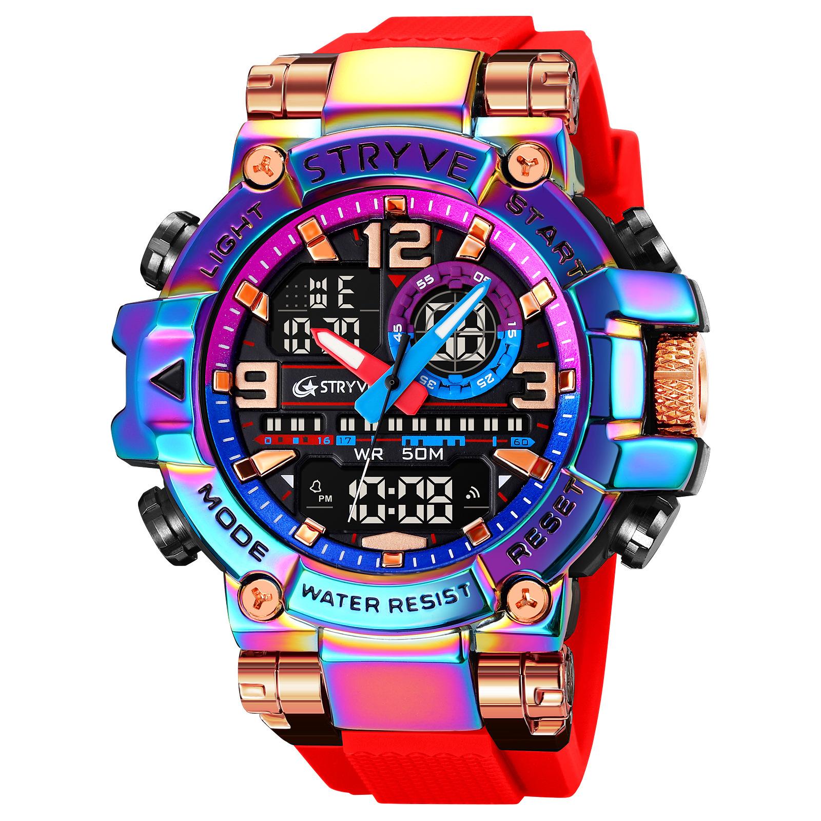 

UTHAI CQ254 Fashion Sports electronics Watch Colorful Night Light Man watch Waterproof Multi functional Clock watches for man
