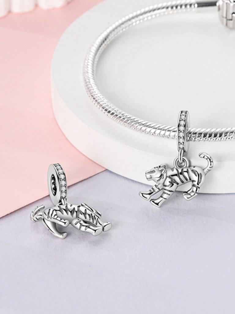 Charms Plata Animals Puppies Tigers Zebras Beads Charm Copper Plated Fit Charms Original Bracelet For Jewelry Making Diy Charm