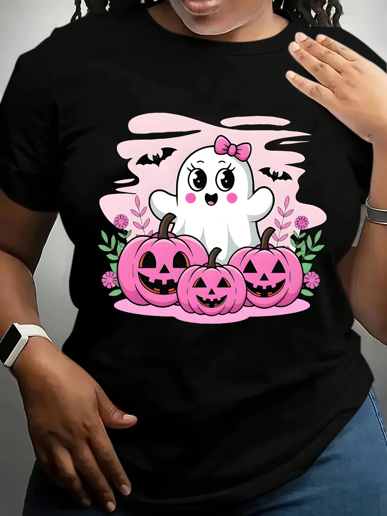 

WoUnisex Halloween TShirt Cute Pumpkin Graphic Breathable Summer Short Sleeved Harajuku Streetwear Tops Aesthetic Clothes S