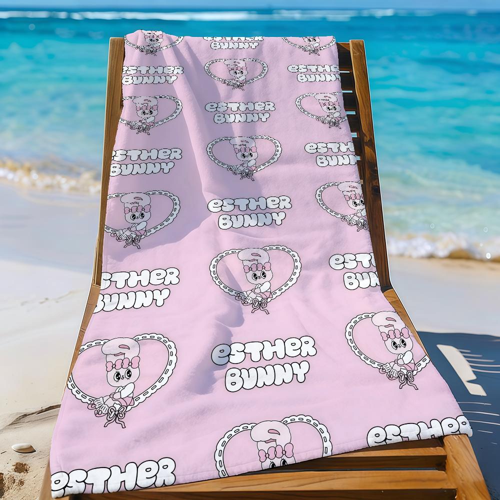 Cartoon Pink E-Esther-S Bunny Cute Rabbit Towel Sports Quick Dry Travel Camping Gear Sandproof Soft Light Large Beach Towel