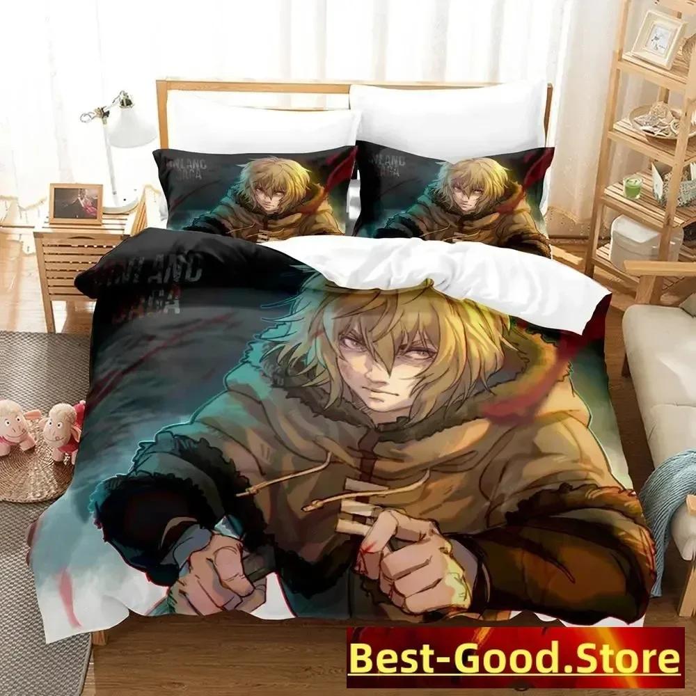 Vinland Saga Bettwäsche-Set, Bettbezug, Laken, bedrucktes Bettwäsche-Set, Kissenbezug, Bettdecke, Doppelbett, Queensize, Kingsize, Schlafzimmer