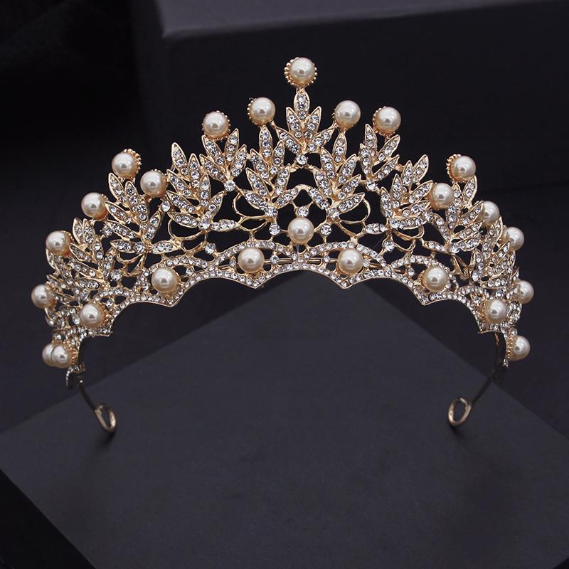 Rhinestone Pearls Bridal Jewelry Sets for Women Tiaras Earrings Necklace Sets Wedding Crown Bride Jewelry Set Accessories