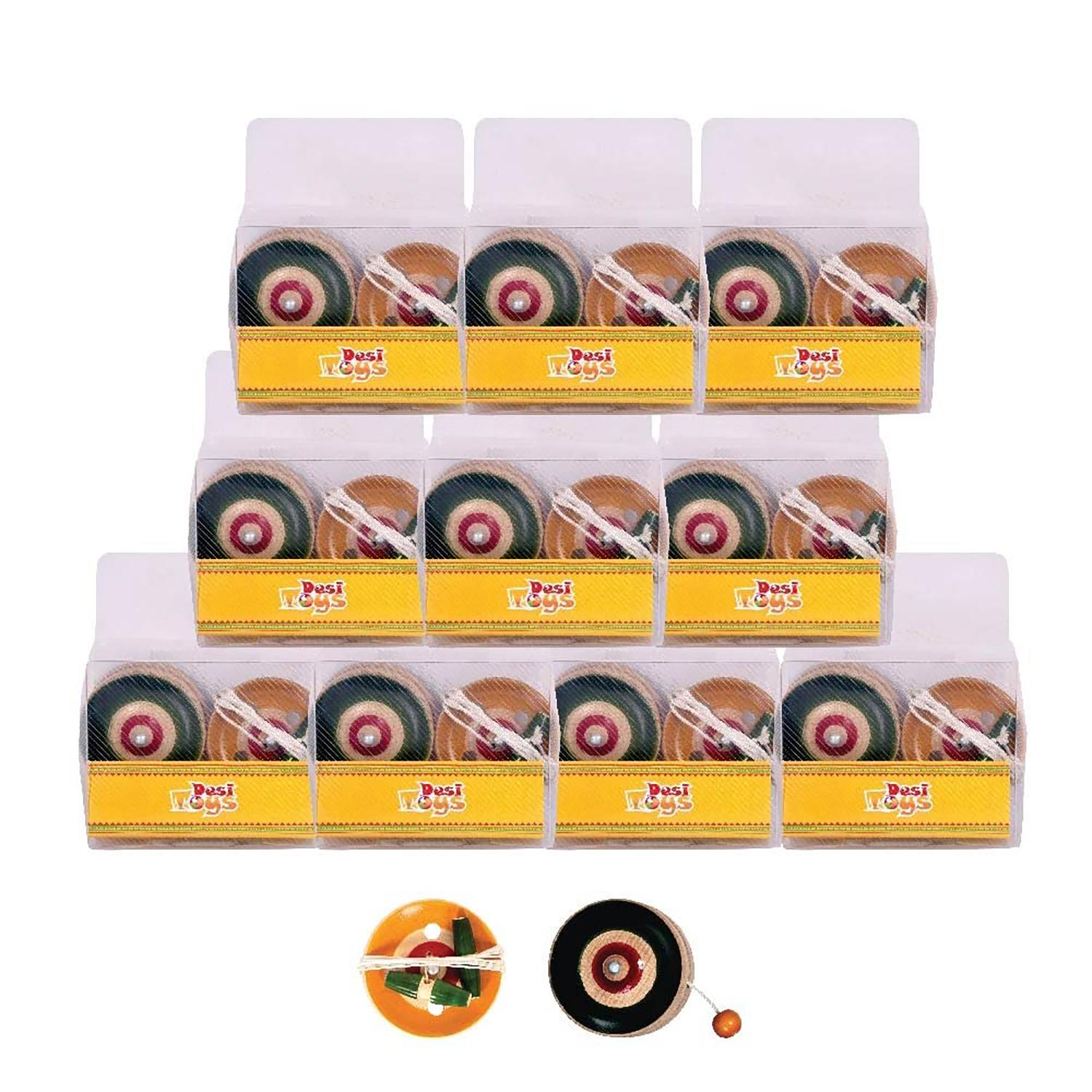 

Desi Toys Деревянный йо-йо | Игрушка Spinner Wheezer для детей | Пакет из 10