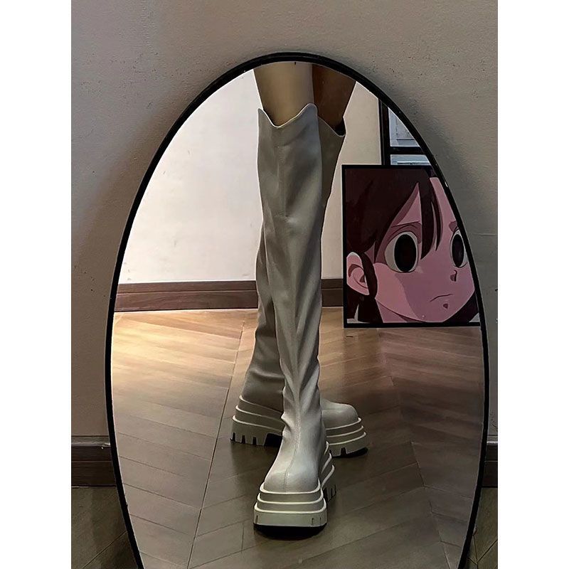 Long Tube Small Man Long Boots Autumn New Over the Knee High and Thin Knight Boots Thick Heel High Tube Elastic Boots