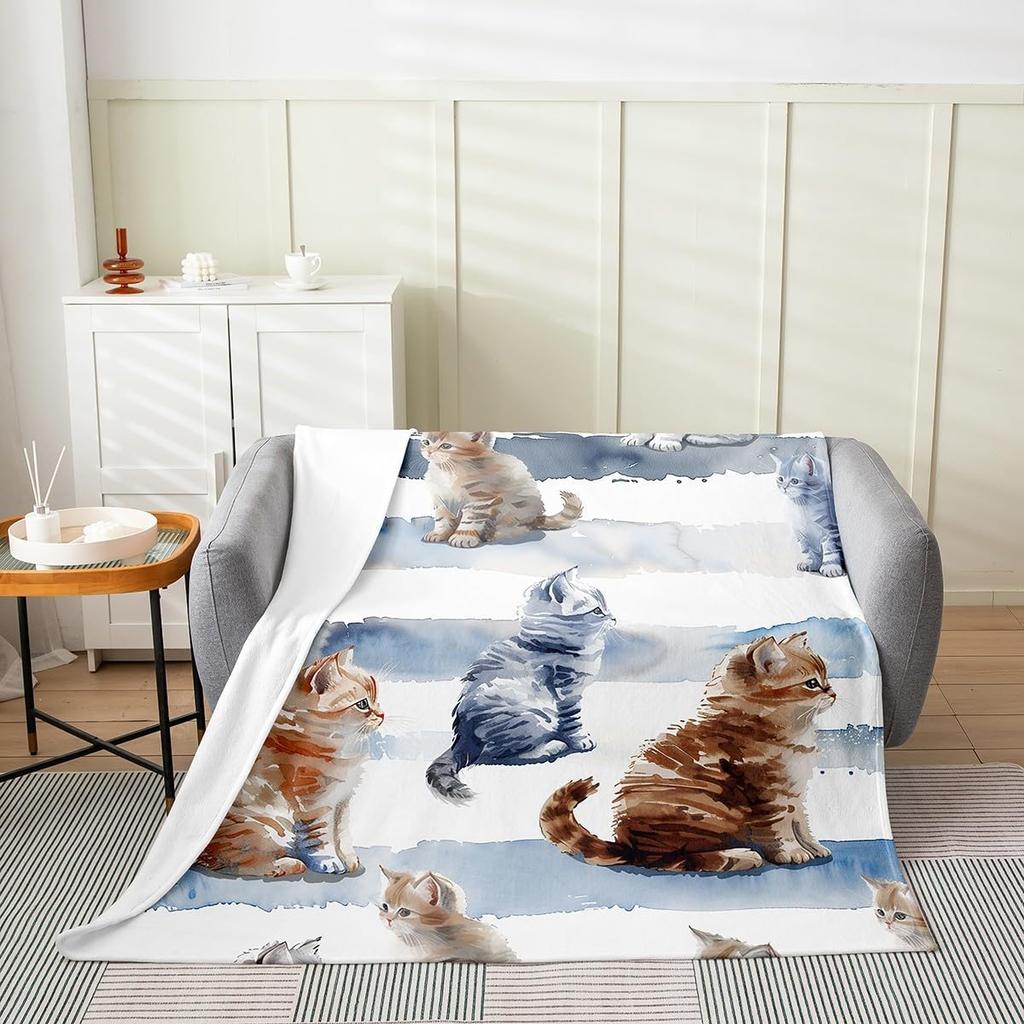 Purple Cow Print Blanket Soft Fleece Throw Modern Home Decor Cozy Living Room Sofa Bedding Gift for Women Girls
