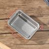Japanese Style Retro Stainless Steel Square Plate with Ears for Snacks, Dessert, or Fried Chicken
