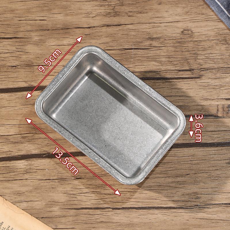 Japanese Style Retro Stainless Steel Square Plate with Ears for Snacks, Dessert, or Fried Chicken