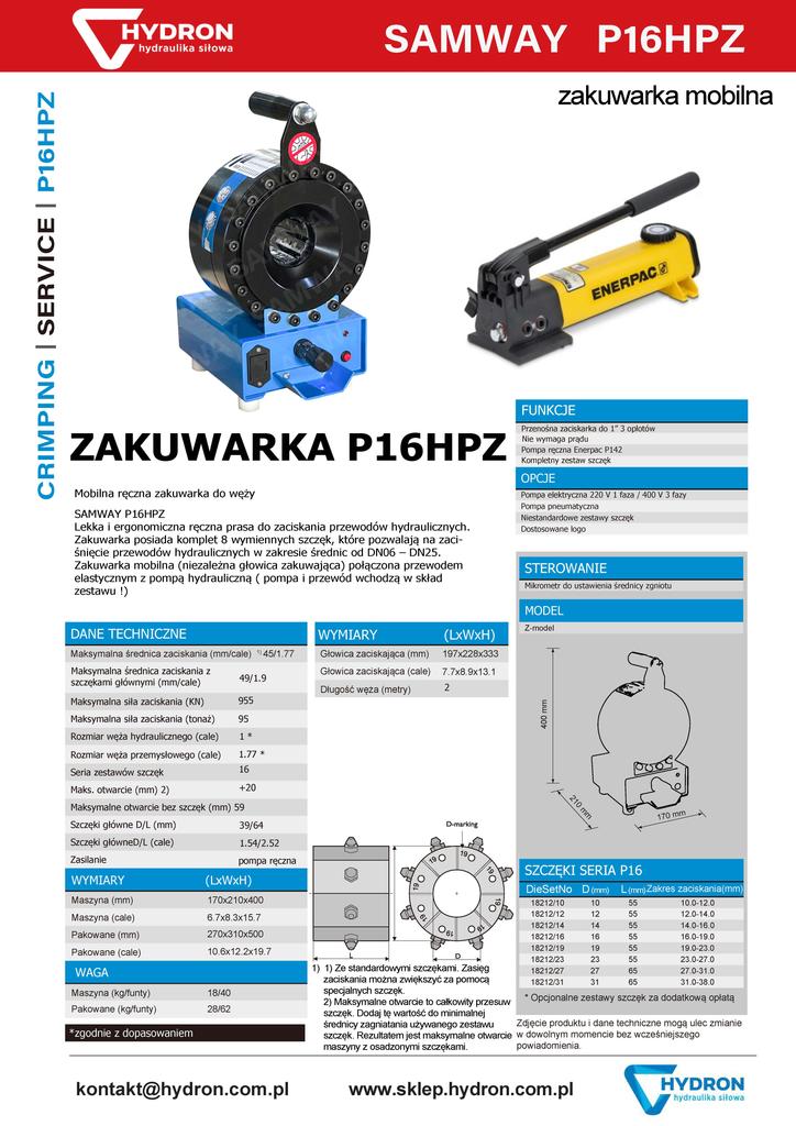 Zakuwarka Ręczna Do Węży Hydrauliczny P16Hpz Do 1"