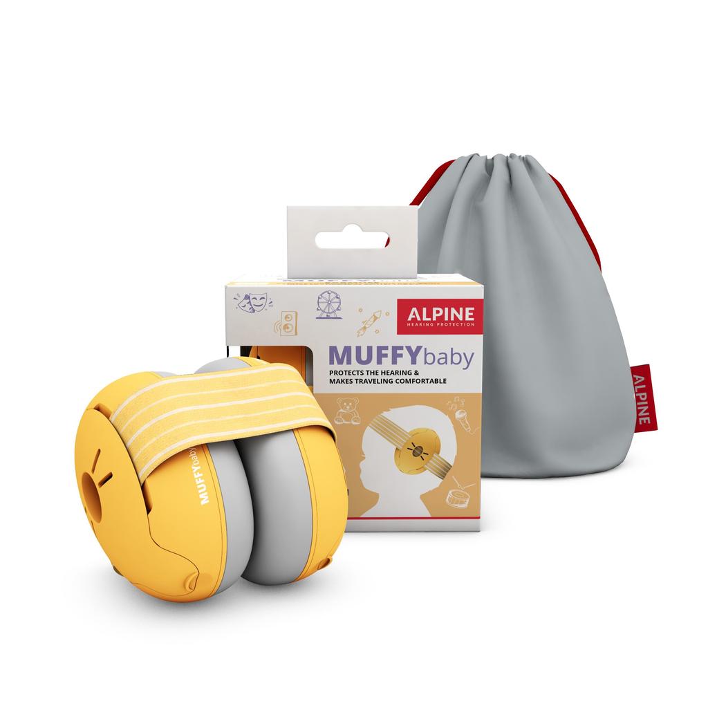 ALPINE HEARING PROTECTION MUFFY BABY CLASSIC YEL Earmuffs with and Noise Reduction for Babies Headband, Soundproofing,