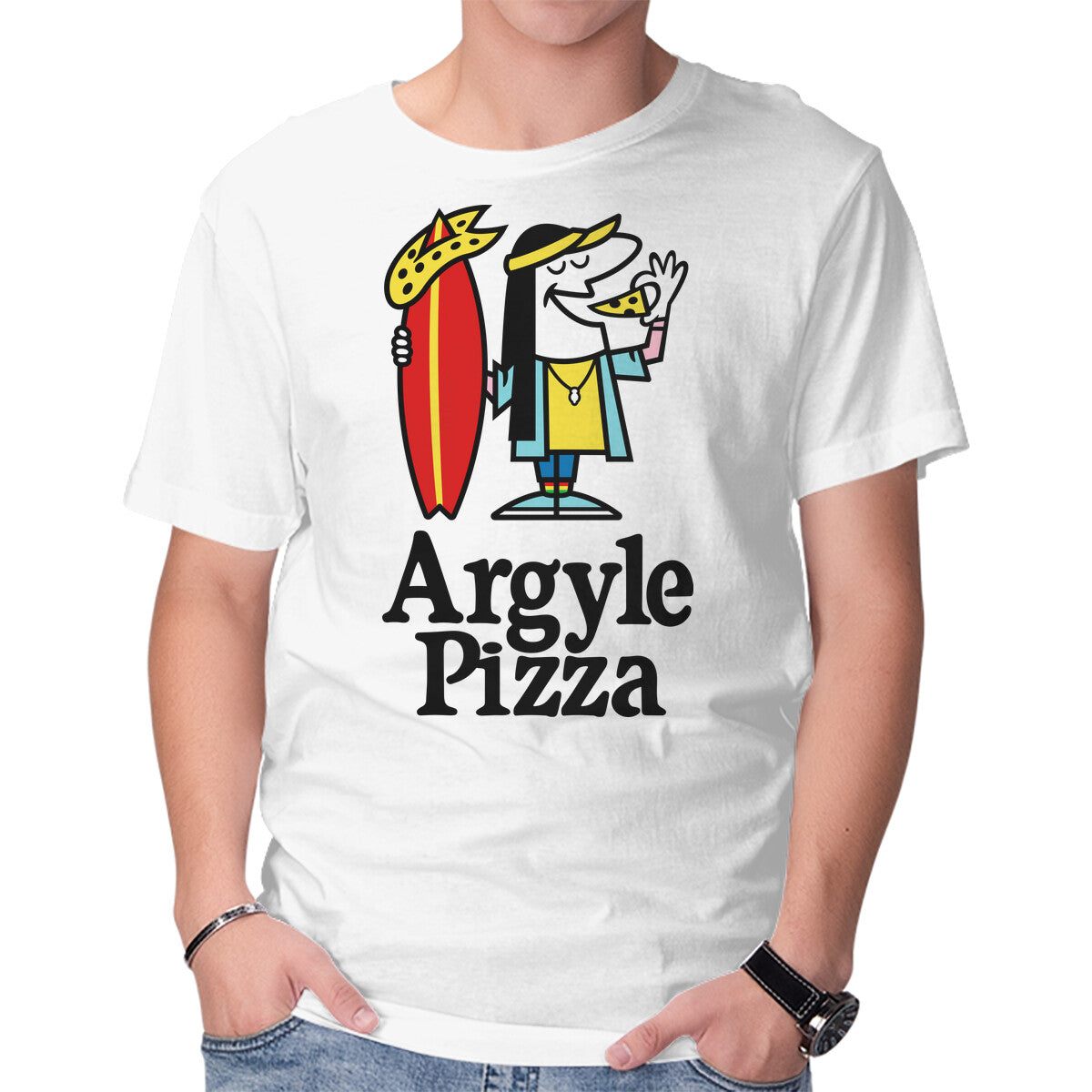 Unisex Crew Neck T-Shirt Argyle Pizza Graphic Short Sleeve Casual Tee S